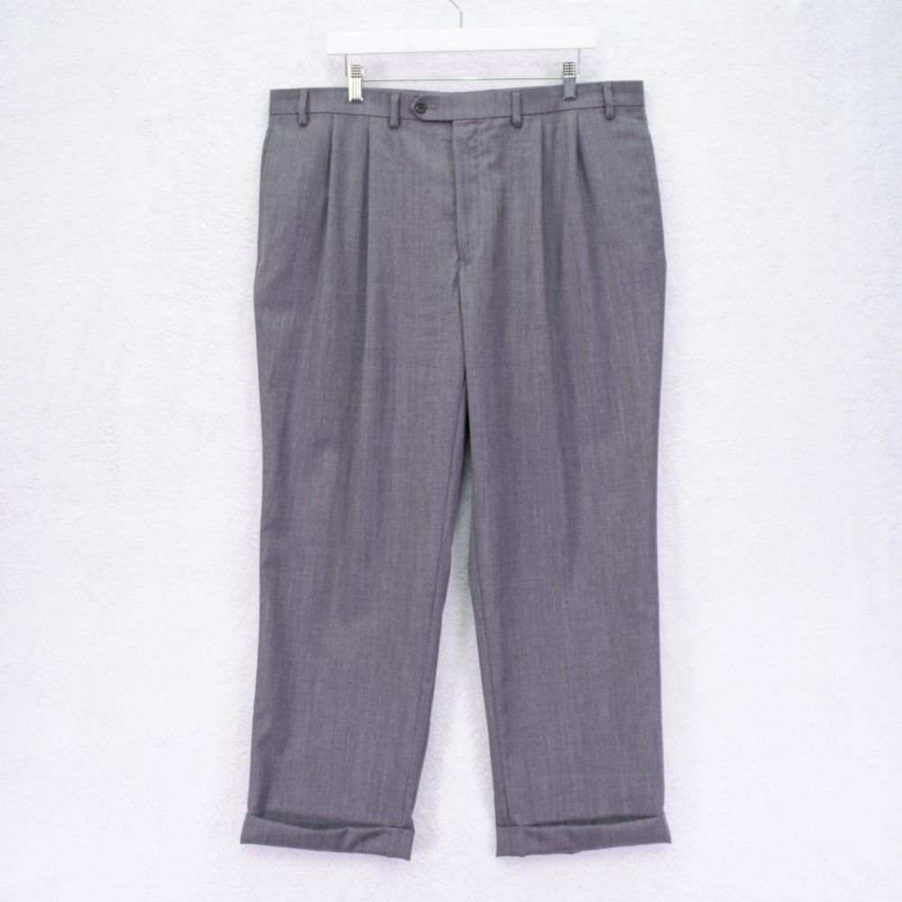 Lauren Ralph Lauren Gray Wool Dress Pants Trousers 40 / 28.5 Pleated Cuffed Mid